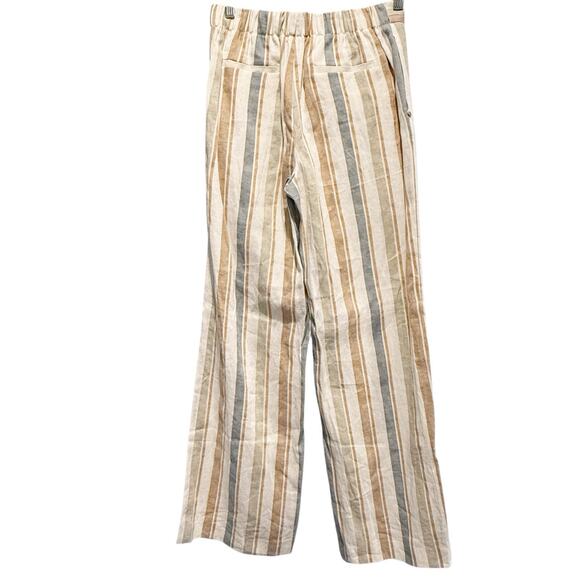 Lafayette 148 New York Columbus Linen Wide Leg Striped Pant Drawstring XS NEW - Picture 2 of 16